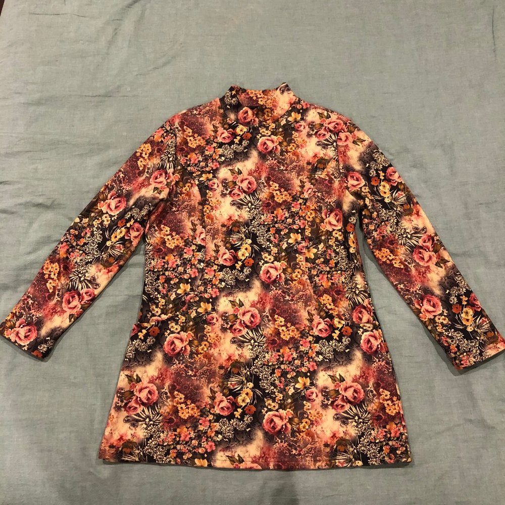 Vintage Fleece Flower Long sleeve dress
